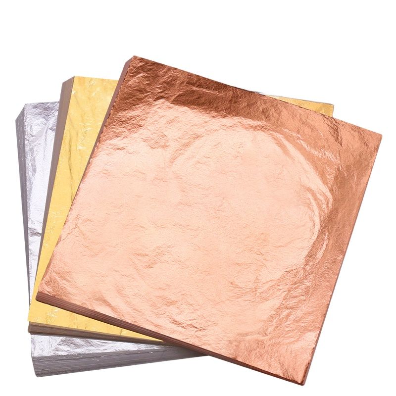 16 cm/14 cm 100 stks/pak Imitatie Bladgoud Papier Goudfolie Vellen Vergulden Koperfolie voor Kunst ambachten Schilderen Zilverfolie