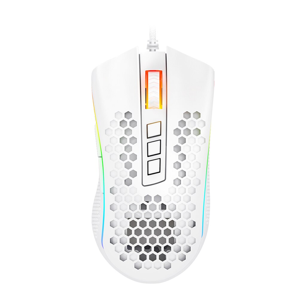 Redragon storm m808 mouse para jogos, com fio rgb retroiluminado, 12400 dpi, 9 botões programáveis, para computador gamer: Branco