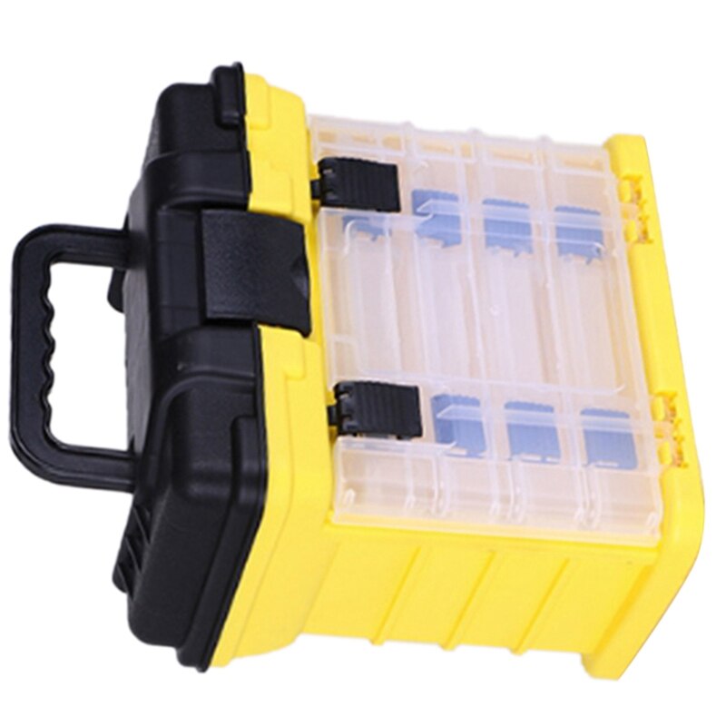 Hand-Held Lua Box Toolbox Luya Box Storage Box Parts and Crafts Rack Toolbox with 4x Storage Bags,Yellow+Black