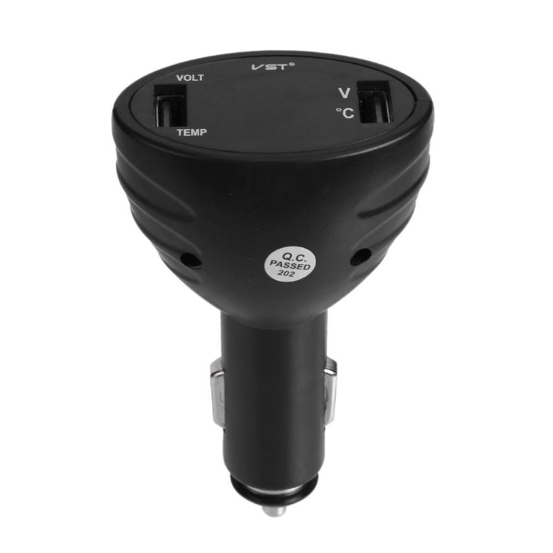 3in1 12 V/24 V Auto Digitale Voltmeter Auto Dual USB Car Charger Temperatuur Volt Meter Gauge