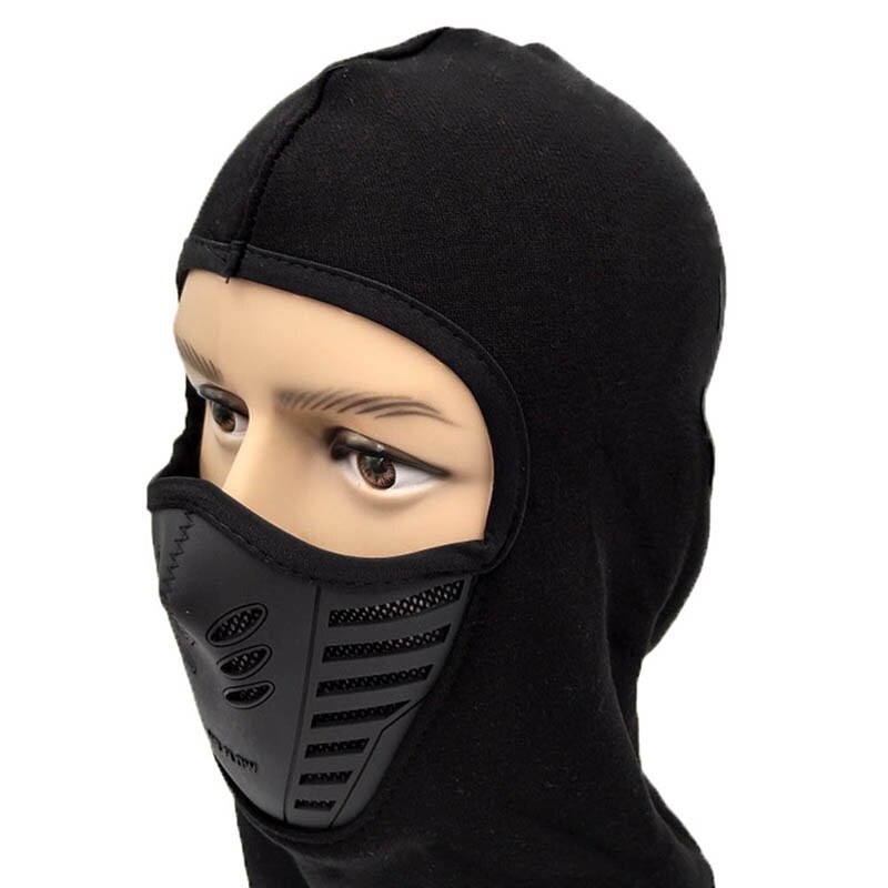 Warm Full Face Mask Cover with Breathable Mesh Silicone Panel Winter Fleece Neck for Adults QP2