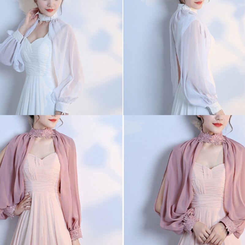 Vrouwen Bolero Shrug Zachte Chiffon Open Front Sheer Korte