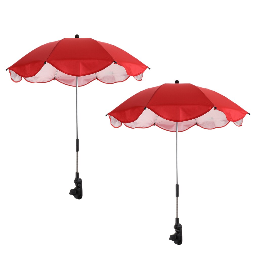 2pcs Sun and Rain Canopy Umbrella Outdoor Beach Parasol with Adjustable Firm Clamp for Swimming Pool