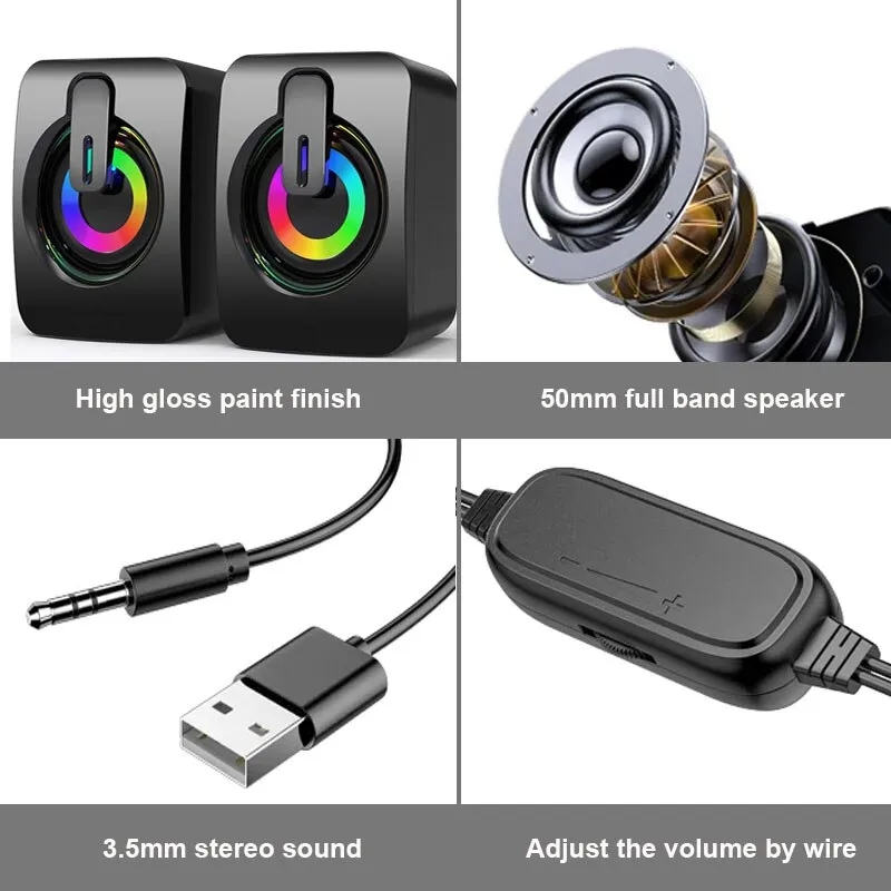 Datorhögtalare för pc bärbar dator stationär dator bluetooth bärbar ljudlåda musik trådlös trådad usb mini kolumn akustik