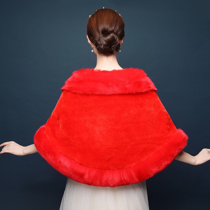 luxe mariée fausse fourrure châle blanc rouge large et épais lourd femmes fourrure étole enveloppement pour mariée mariage fête soirée couvrir