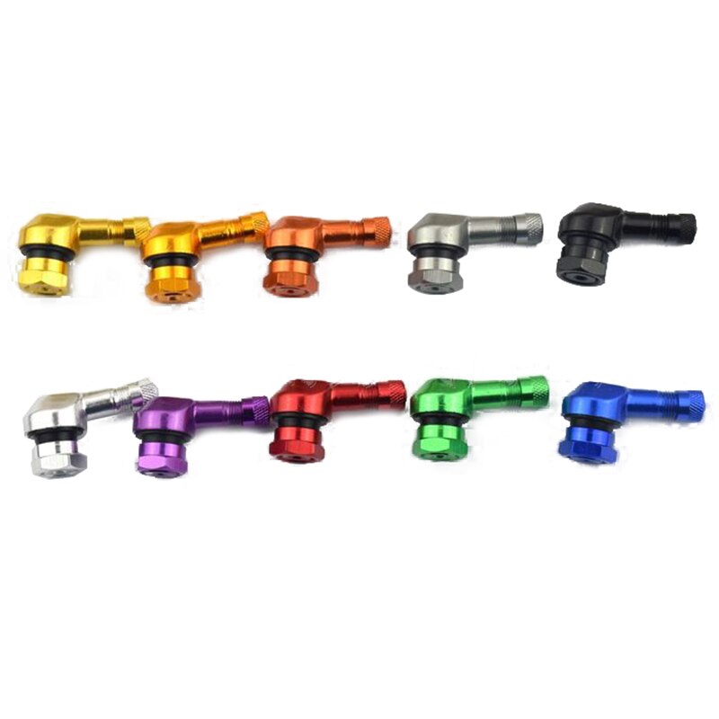 2x CNC 90 Degree 11.3mm Angle Tyre Valve Extension Motorbike Biketek Motorcycle