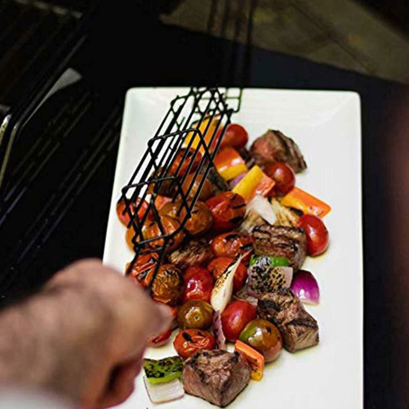 Wooden Handle Barbecue Cage Grill Net Portable Non-stick Barbecue Accessories Camping Charcoal Grill BBQ Grill Outdoor Stove