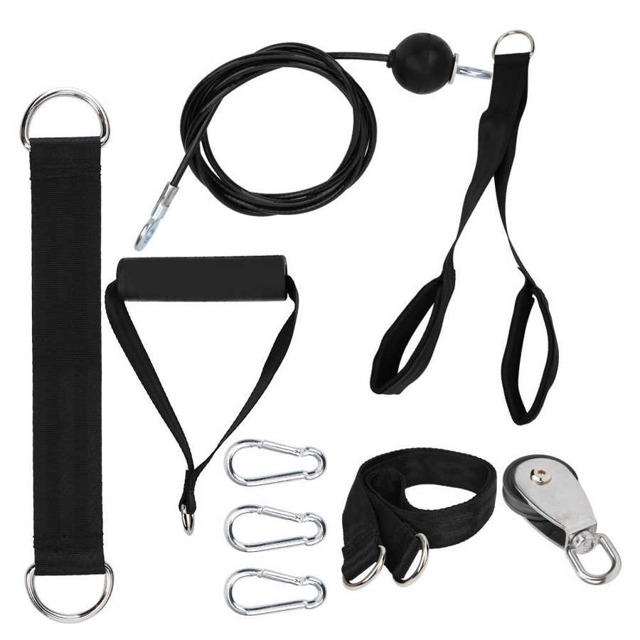 Home Fitness DIY Pulley Cable Machine Attachment System Arm Biceps Triceps Muscle and Hand Strength Trainning Gym Workout Kit
