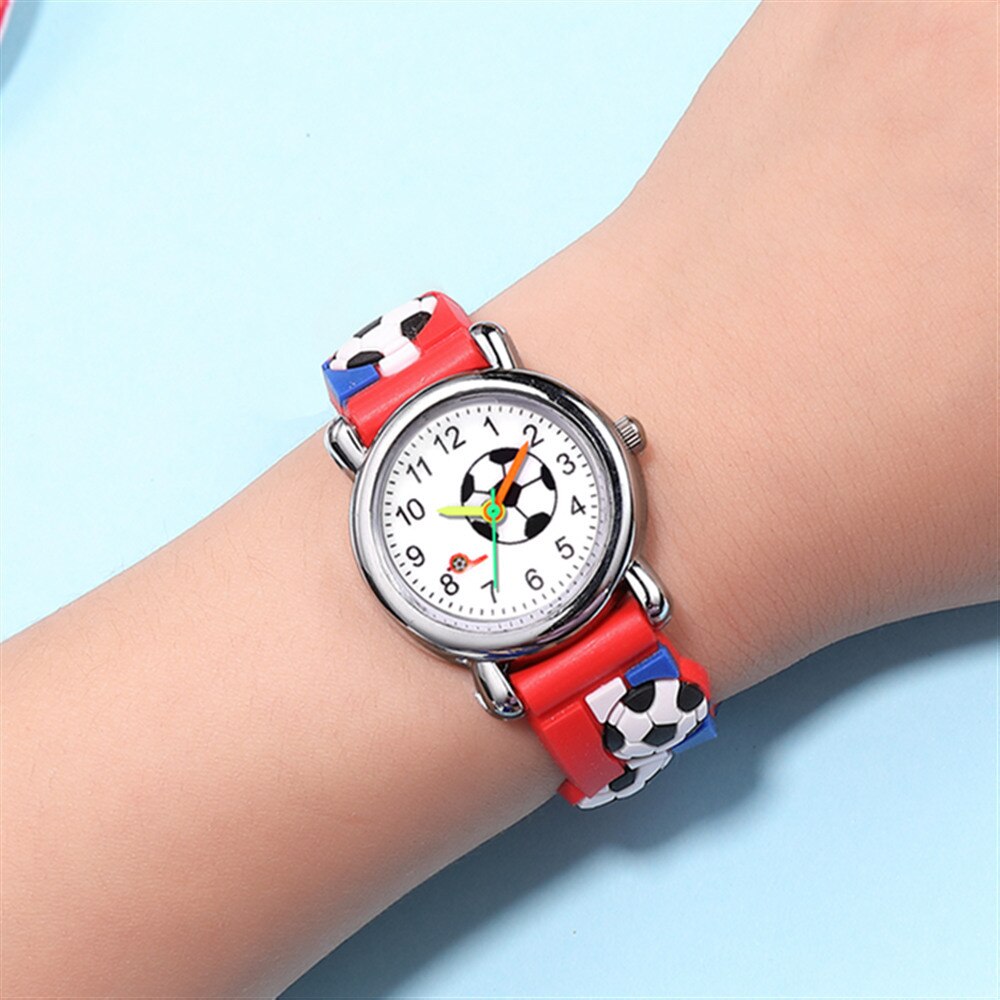 10 unids/lote de relojes de fútbol 3D para niños y estudiantes, reloj de pulsera de cuarzo informal, deportivo, para niños y niñas