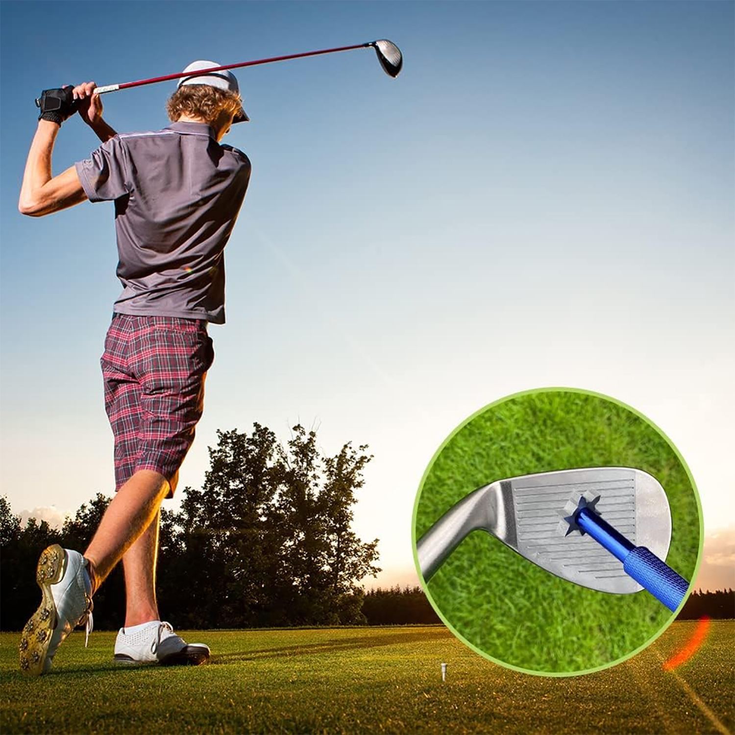 Golfschläger-Rillenschärfer, Golfzubehör-Werkzeug, 6 Köpfe, stärker Keil, Keilschärfwerkzeug aus Legierung zum erneuten Nuten von Golfschlägern