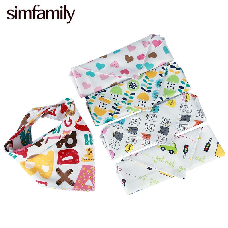 [simfamily] 1pc Baby bibs triangle double layers Animal Print baby bandana bibs cotton baberos Cartoon Character