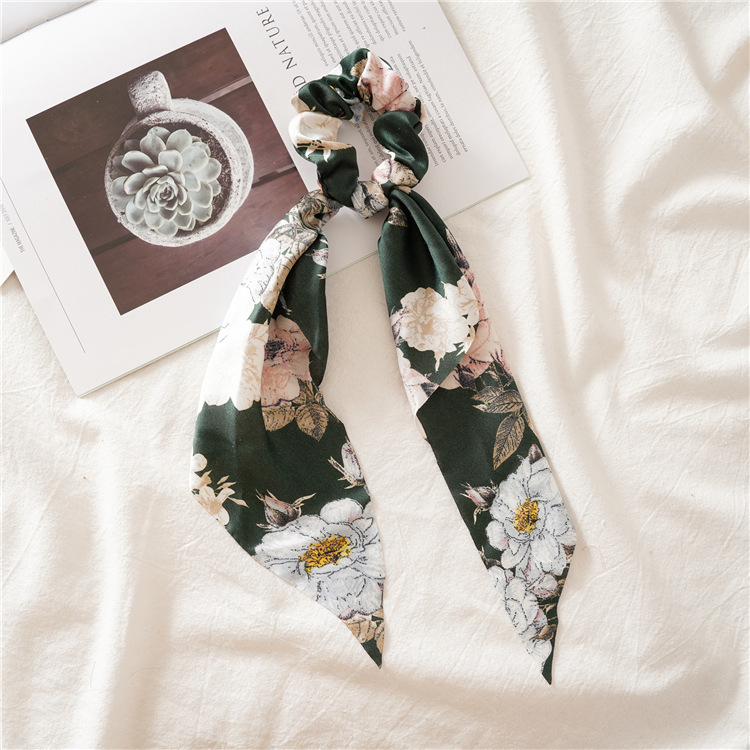 estampado de leopardo lazo largo de satén cinta cola de caballo bufanda lazo para el cabello Scrunchies mujeres niñas bandas elásticas para el cabello accesorios para el cabello: Oro