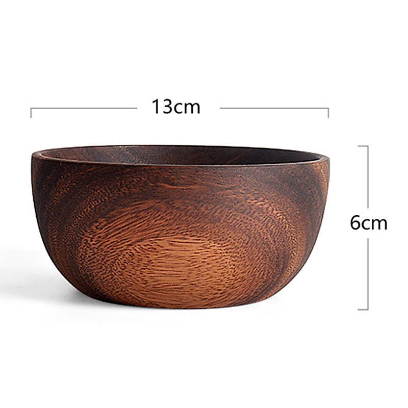 2 cuencos de madera de Acacia para frutas, ensaladas y fideos, ensaladas, 5,1x2,4 pulgadas y 4x2,4 pulgadas