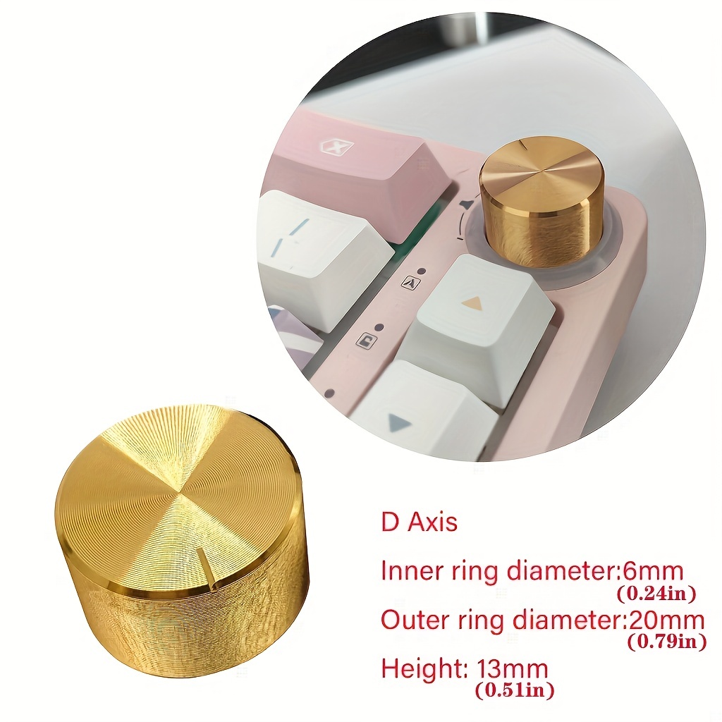 Perilla de teclado mecánico de 20mm, engranaje de Control de volumen, tapa de tecla giratoria Manual para ajuste fino, textura de Metal, diámetro interior de 6mm: Oro