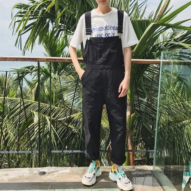 Hommes ample salopette pantalon hommes Hip Hop danse combinaison homme travail porter Baggy barboteuses Streetwear jarretelles pantalon D91301
