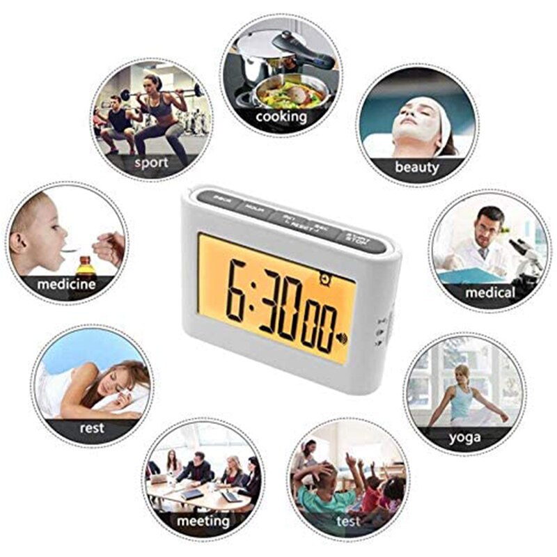 Multi Function Digital Timer Alarm Clock,HD Large Display Timer, Count Down/Up Stopwatch Vibration Timer,with Back Light