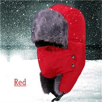 Varm fortykning bomull pels øreklaff vinter bomber hattemaker menn kvinner holder varmen snø caps russiske bomber hattemaker  cy0017: Rød