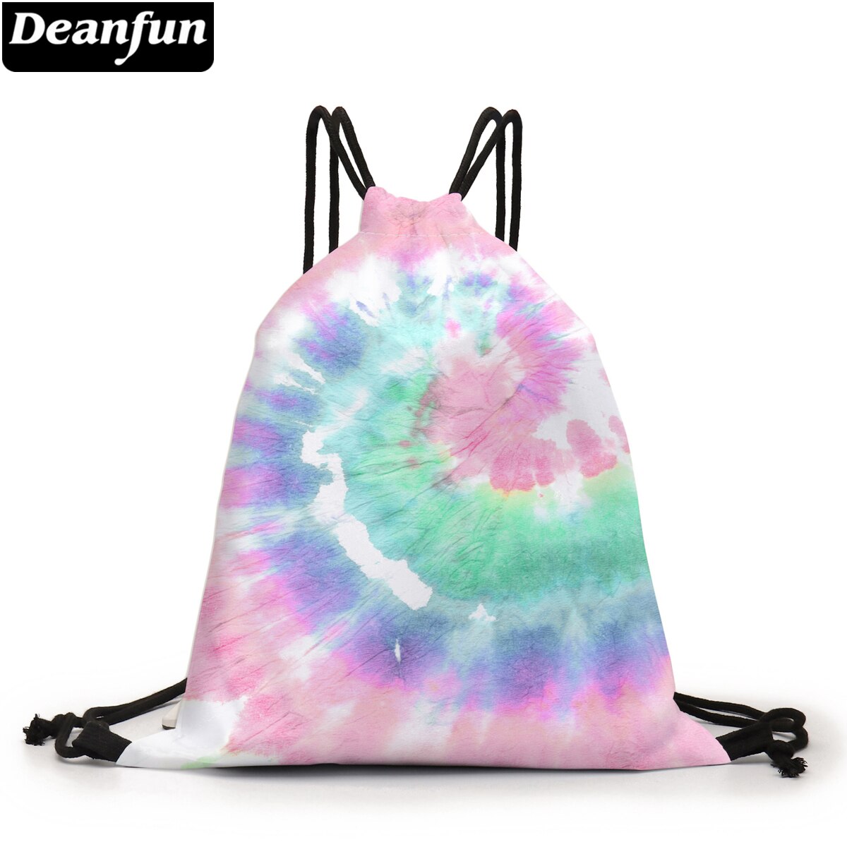 Deanfun Drawstring Bag Tie-dyed 3D Printed Pouch Bag Colorful Drawstring Backpack For Travel D60394