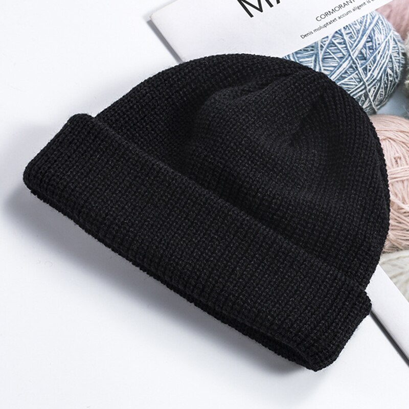 Bonnet tricoté pour hommes et femmes, chapeau pour l'hiver, rétro, Baggy, Melon, Docker, T8