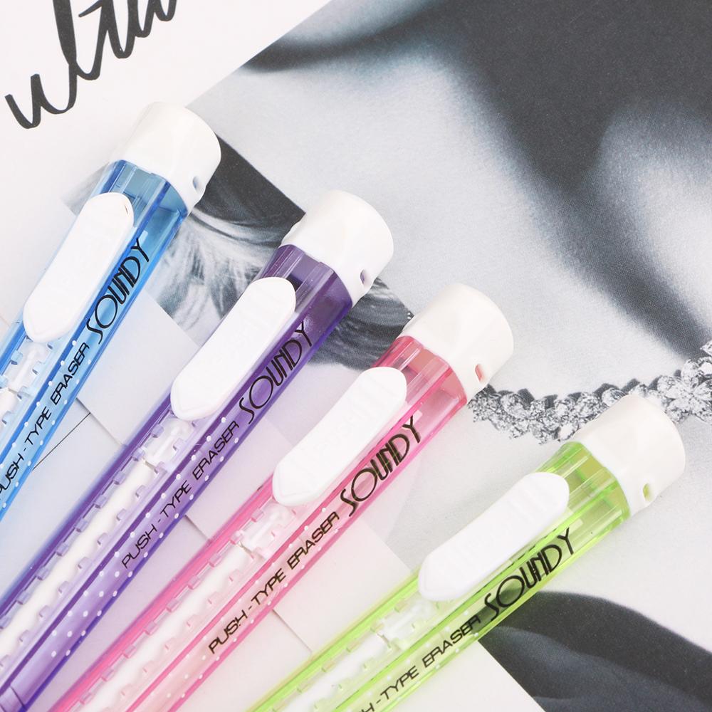 Goma de borrar con forma de bolígrafo mecánico para niños, goma retráctil, , novedad