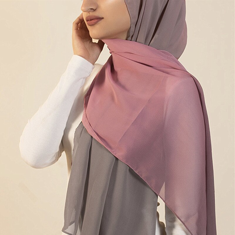 Hijab en mousseline de soie imprimé, foulard en mousseline de soie délavé et perlé, long foulard malaisien, foulard musulman, couleurs unies, pour femmes