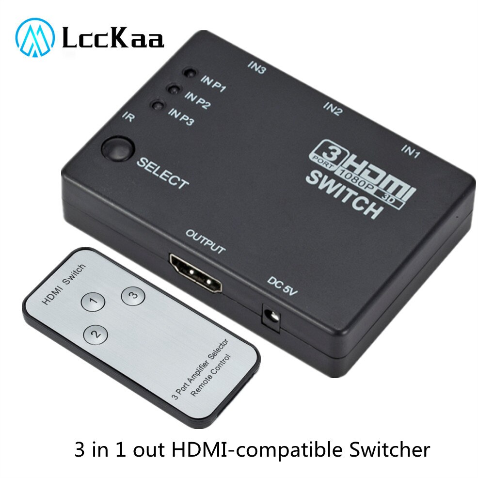 3 x 1 hdmi-yhteensopiva jakaja sovitin keskitin automaattinen kytkin 3 in 1 ulostulokytkin 1080p kaukosäädin xbox 360 ps3 projektori hdtv