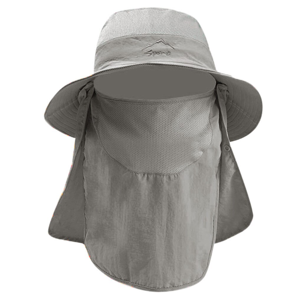 Summer Unisex Outdoor Neck Flap Bucket Boonie Cap Solid Adjustable Fishing Hat Mountaineering Hat Sports Caps In Summer #Zer: D