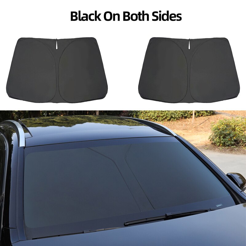 For Mercedes Benz S Class W222 Sun Protector Heat Isolation Window Shades Easy Installment Foldable Cover: Black Front Window