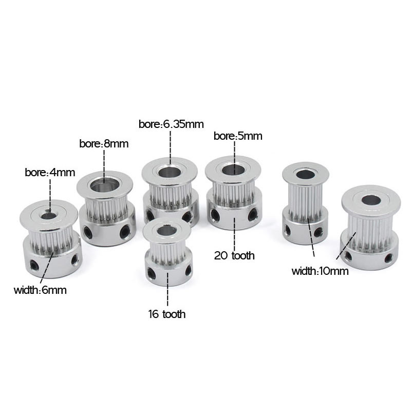 J-head GT2 poulie de distribution 16 dents 2GT 20 dents alésage en aluminium 5mm 8mm roues synchrones pièce d'engrenage pour largeur 6mm 10mm