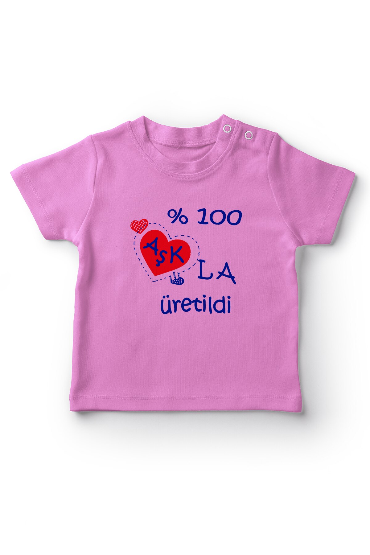Angemiel baby 100 love la produced girl baby t-shirt roze