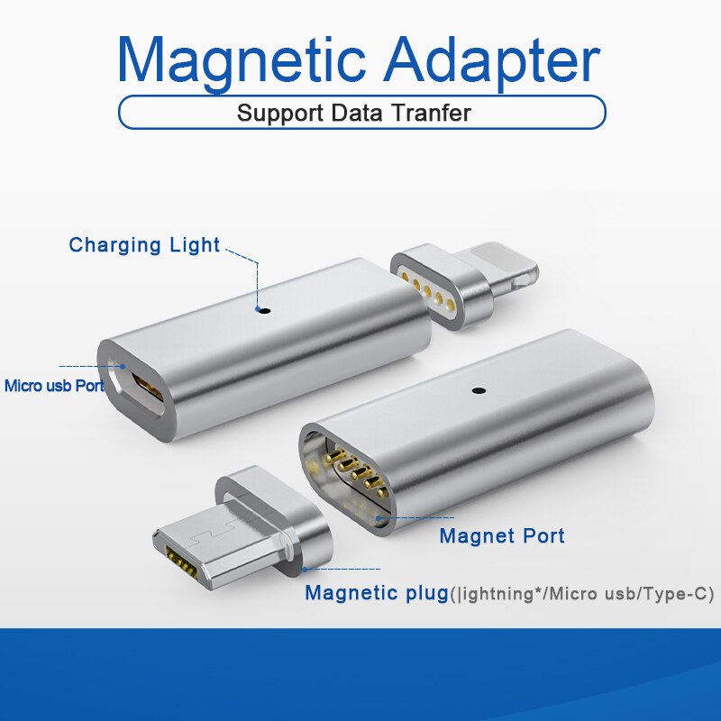 Garas Micro Usb Naar Type C/| Ightning Magnetische Adapter Voor Iphone/Android 3in1 Data Kabel Converter Adapter micro Usb Naar Type C