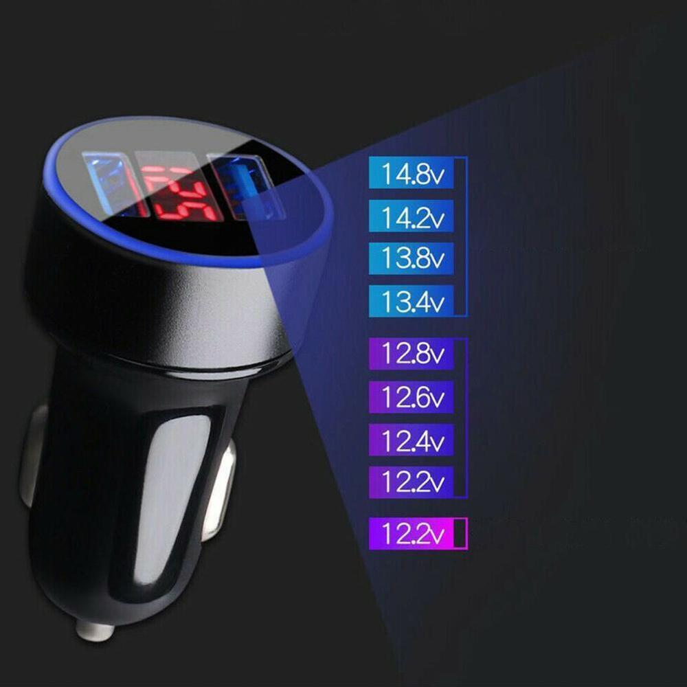Dual Usb Car Charger Port Lcd Display 12-24V Sigarettenaansteker Stopcontact Snelle Auto-oplader Adapter Auto styling