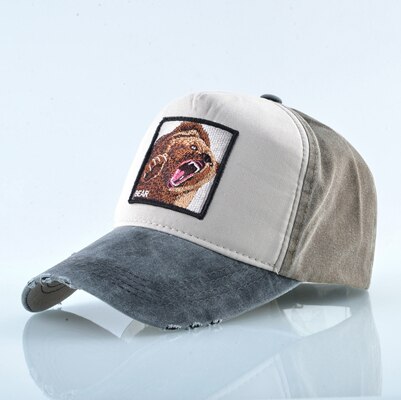 Unisex Baseball Cap Männer Frauen Tiere Stickerei Snapback Hut Frühling Sommer Baumwolle Gewaschen Denim Hip Hop Knochen Casquette: LIGHT BLUE
