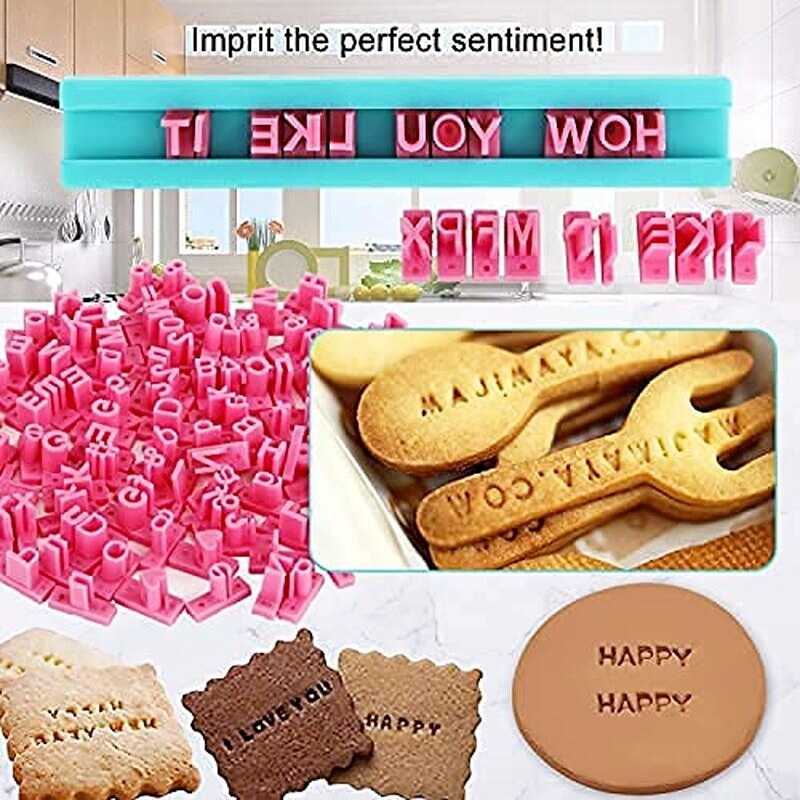 Print Name Ceramic Pottery Tools Alphabet, Number, Symbols,Letter Clay Stamp Impress Embosser Set,Cookie Press Stamps