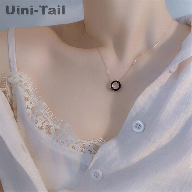 Uini-coda caldo nuovo argento 925 cerchio di personalità della collana squisita semplice ed elegante bianco e nero temperamento