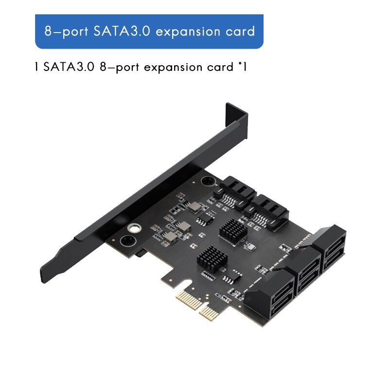 8 Port PCI-E to SATA 3.0 Expansion Card 6Gbps PCI-E X4 Adapter Card for Desktop PC JMB585 Chip Supports RAID: Default Title