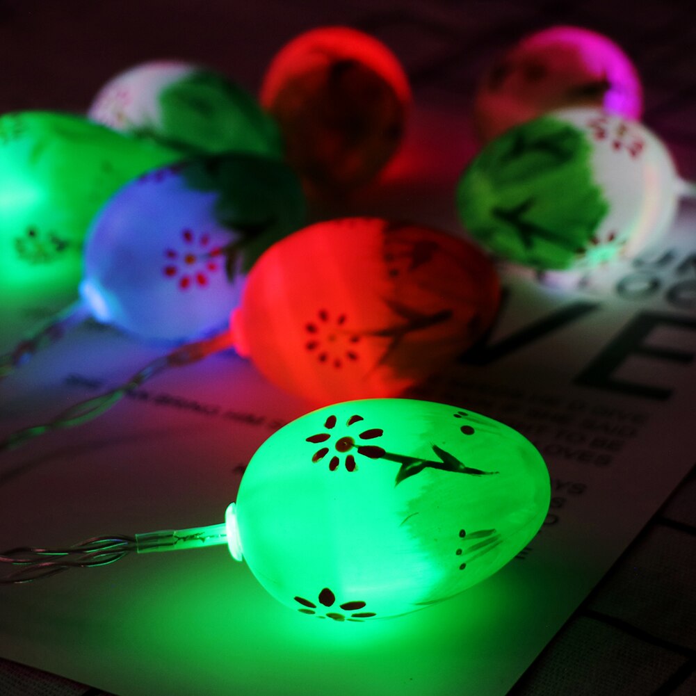 Guirnalda de luces LED con forma de huevo de Pascua, decoración de patio trasero para sala de estar, adornos de Festival colgantes con batería para exteriores