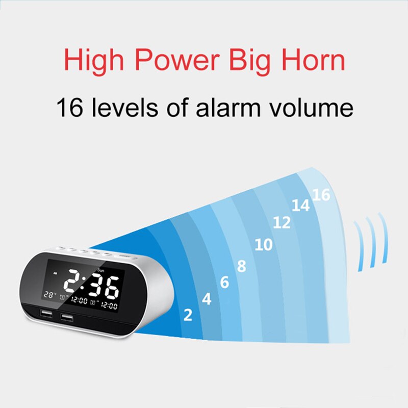 Wekker met usb-oplaadfunctie, elektrisch lcd-scherm, multifunctionele tafelklok, temperatuurkalender, woondecoratie