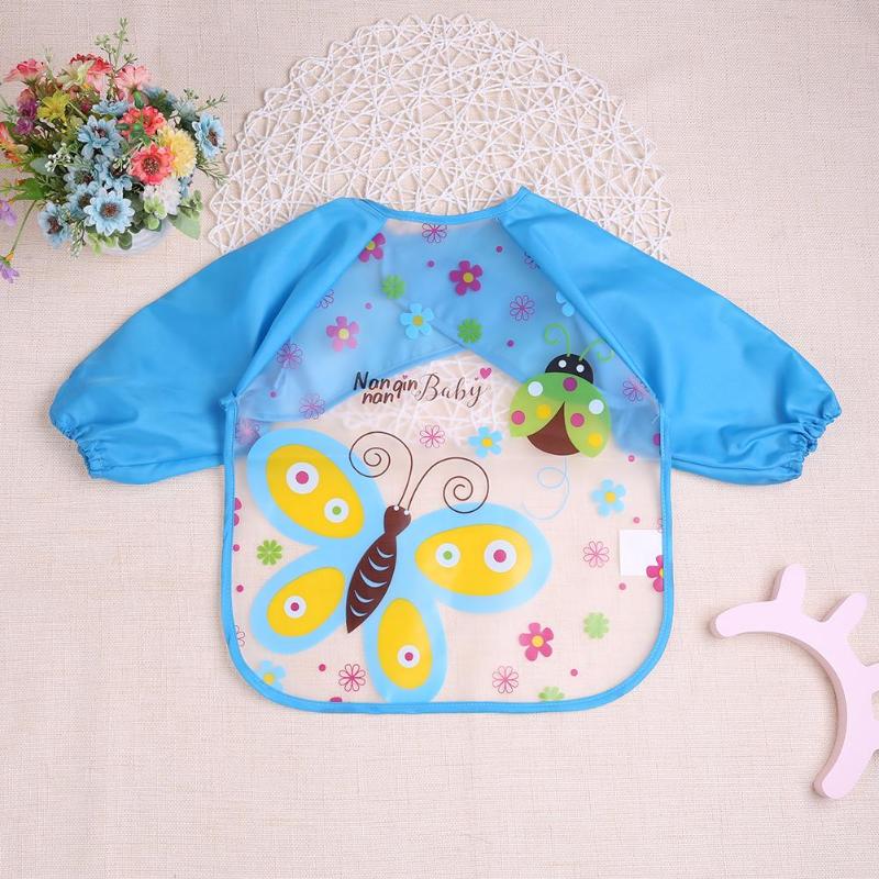cartone animato Impermeabile unisex Del bambino maniche lunghe anti-vestirsi Alimentazione abbigliamento A Manica Lunga arte Animale Grembiule Bavaglini vestiti di colorazione