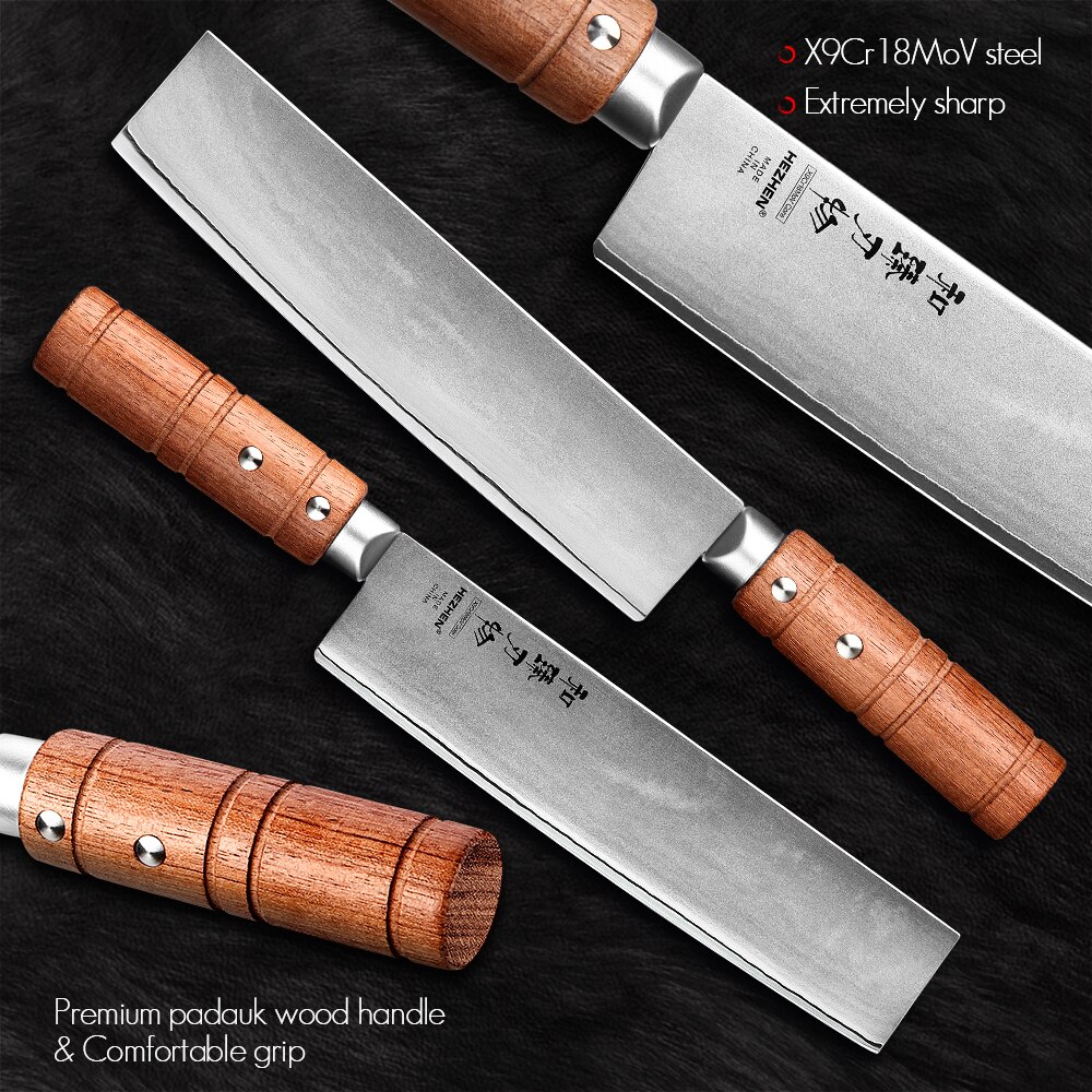 HEZHEN 7 Inches Slice Knife Prefessional 3-Layer Composite Stainless Steel kitchen knives Cutting Meat Cook Knife