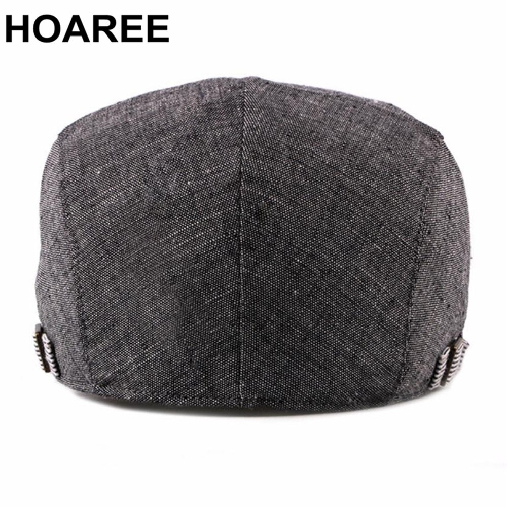 Hoaree Grijs Katoen Linnen Platte Pet Voor Mannen Lente Zomer Baret Man Britse Stijl Vintage Casual Ivy Ierse Cap Verstelbare 55-60 Cm