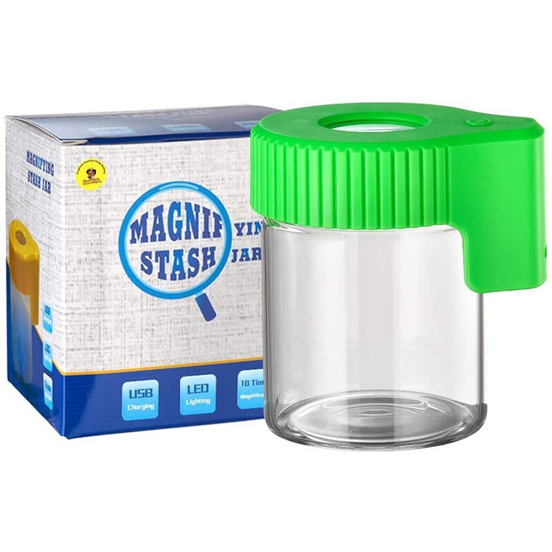 LED glass luminous jar, transparent frosted storage box, storage tank: Light Green