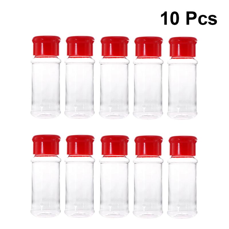 10/12/24/30/40Pcs Kruiden Fles Plastic Spice Pot Peper Shakers Zout Jar Kruiderij flessen Voor Barbecue (Groen/Rood/Zwart): Red-10pcs