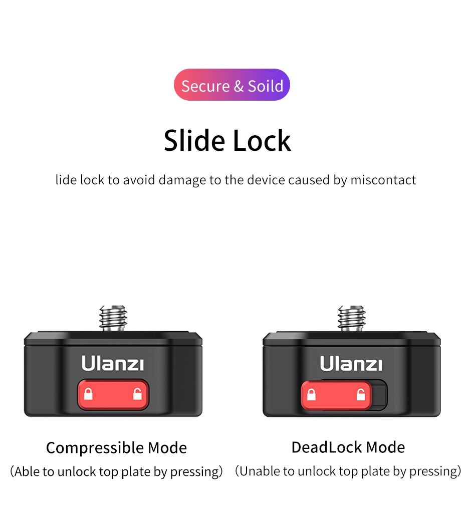 ULANZI Claw Camera Quick Release Mount Slide Lock QR System 1/4 Adapter Compatible for Manfrotto IFOOTAGE Tripod Monopod DSLR