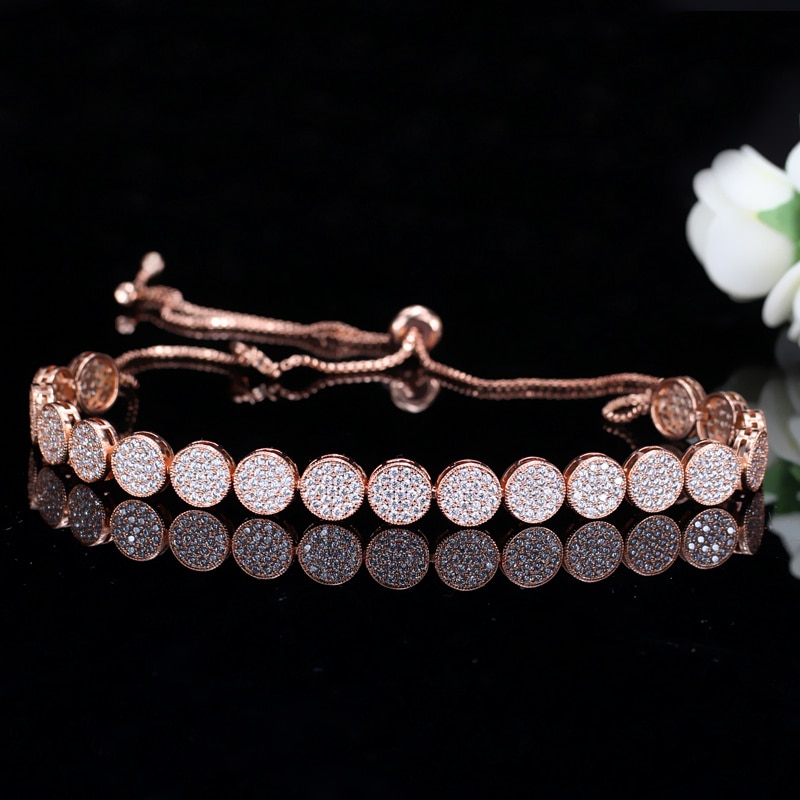 CWWZircons Adjustable Size Rose Gold Color Micro Pave Round Cubic Zirconia Baguette Chokers Necklace For Women CP006