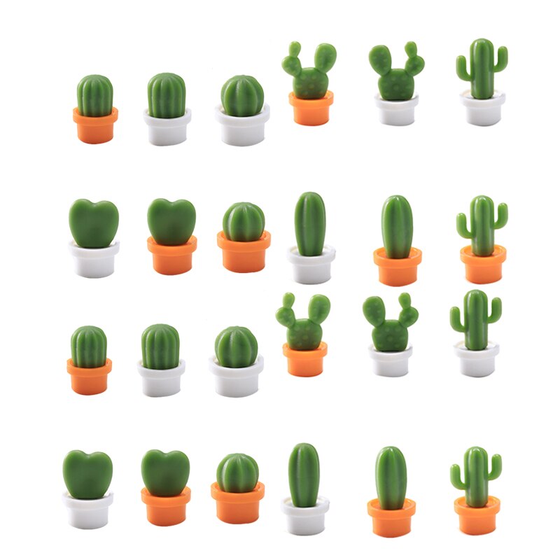 24 Stks/set Leuke Koelkast Netten Cactus Koelkast Bericht Sticker N Post Knop Plant Mode Vetplant Mini: Default Title