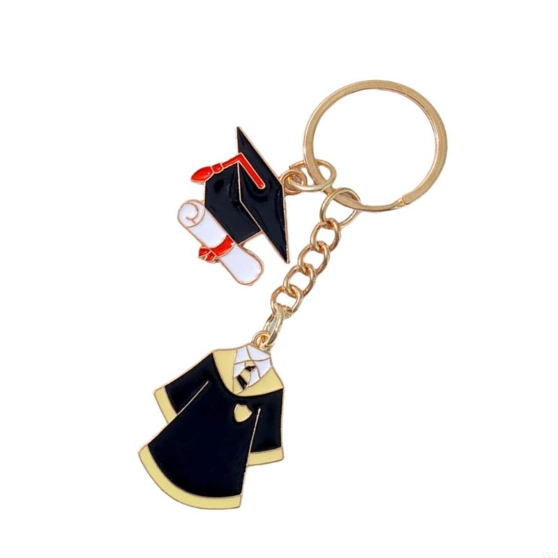 652F Academic Dress and Mortarboard Key Ring for Graduates and Educators Student Jewelry Graduation Ceremony Souvenir