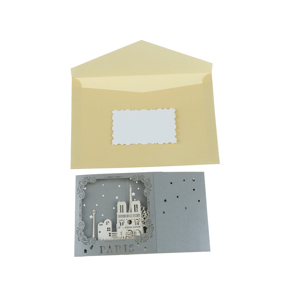 Célèbre ville nuit vue 3D Pop up à la main Paris cartes postales Vintage voeux cartes d'amour papier à gratter