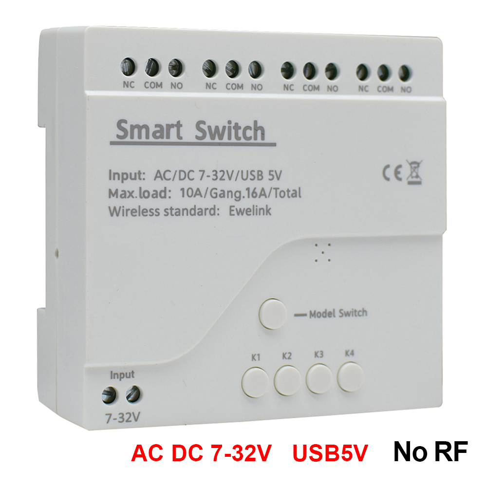 Módulo de interruptor Wifi inteligente eWeLink de 4 canales, 12V, 24V, 7-32V, 220V, 85V-250V, 10A, relé de 4 canales, funciona con Alexa y Google Home:  Opción3