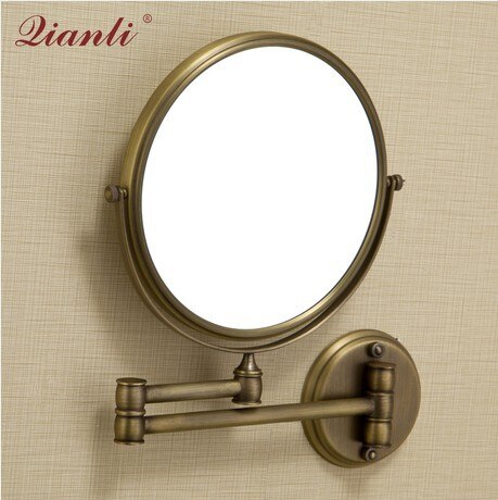 8 Inch Vintage/Goud/Chrome Wandmontage Schoonheid Spiegel, Dubbele Gezicht Vergrootglas Spiegel, telescopische Opvouwbare Make-Up Spiegel Messing